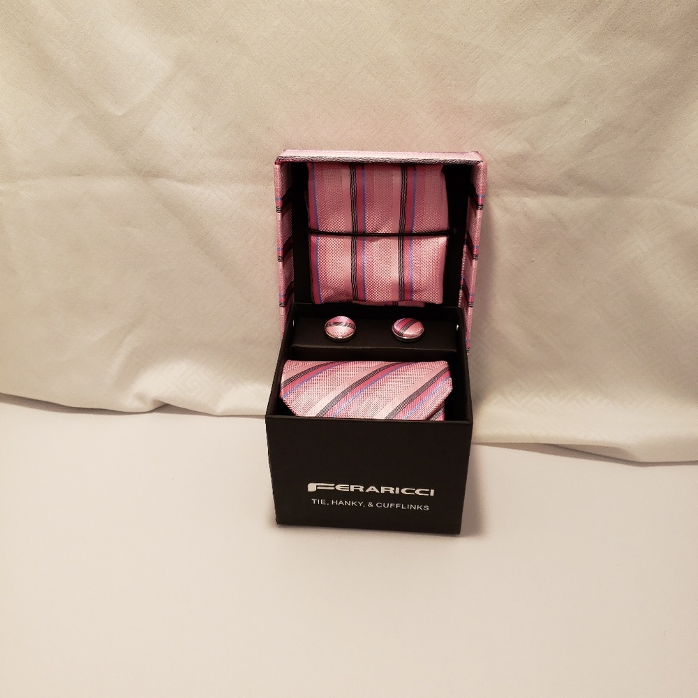 FERARICCI TIE, HANKY & CUFFLINKS BOX Set